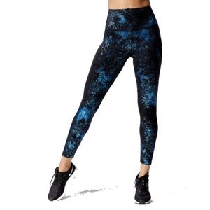 NWT Carbon38 Art Foil High Rise 7/8 Legging - M - Black/Blue